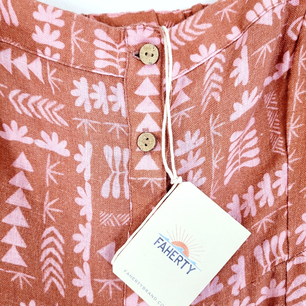 NWT FAHERTY x Anna Kahalekulu Artist Series Vintage Wash Linen Maxi Sun Dress S - Picture 6 of 13